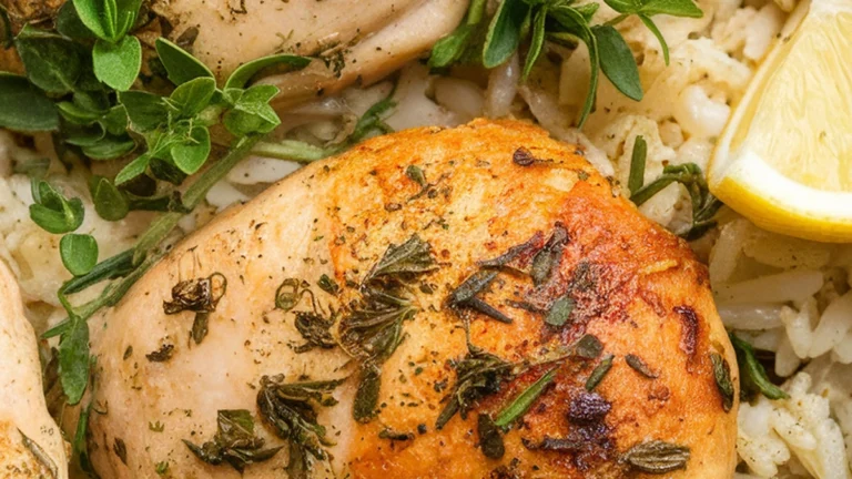 Lemon Herb Chicken and Rice Skillet - Featured