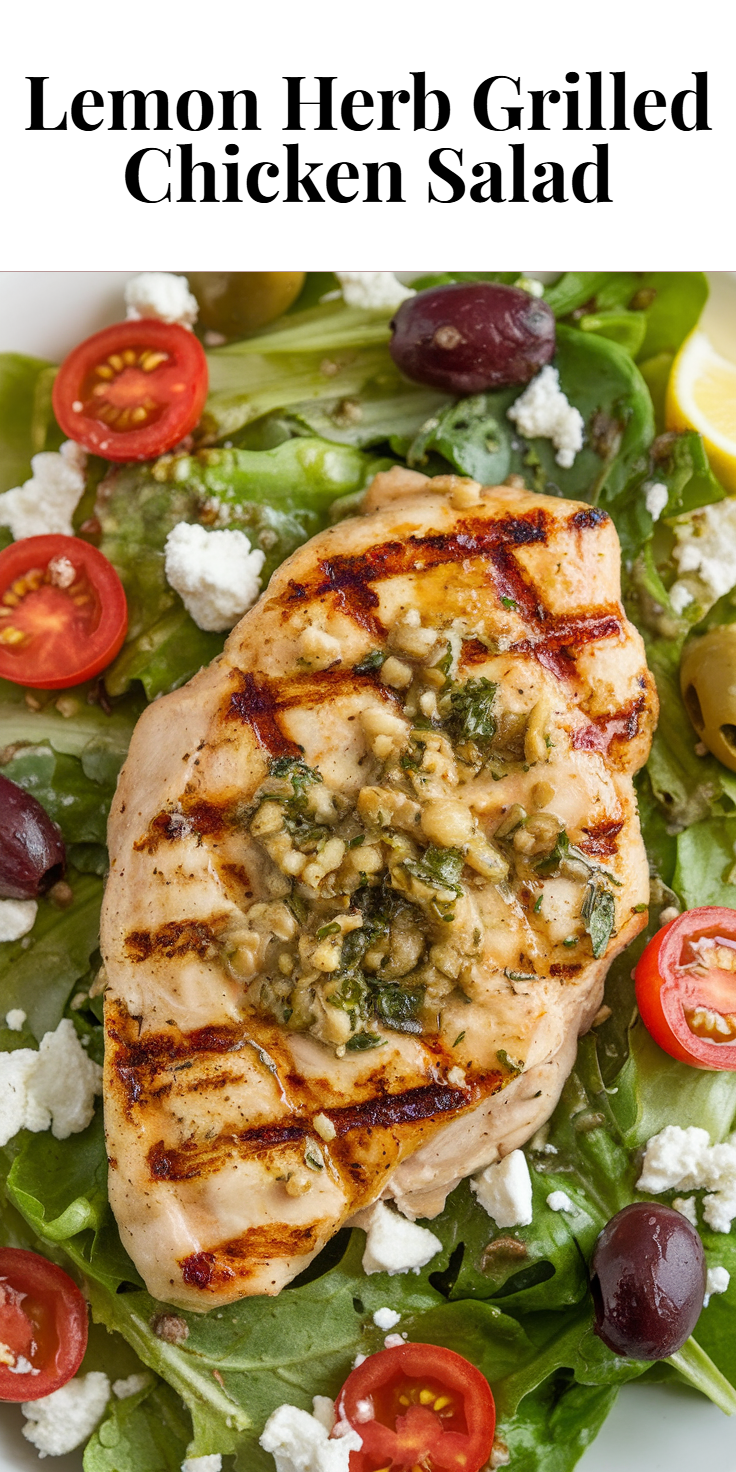 Pinterest Pin for Lemon Herb Grilled Chicken Salad
