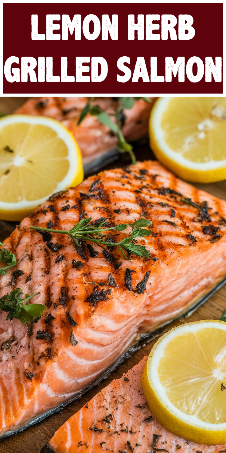 Pinterest Pin for Lemon Herb Grilled Salmon