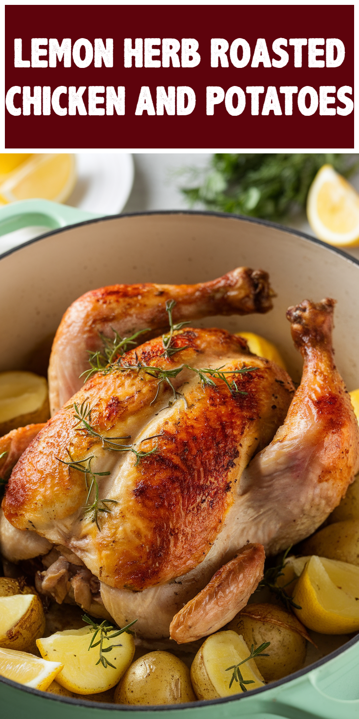 Pinterest Pin for Lemon Herb Roasted Chicken and Potatoes