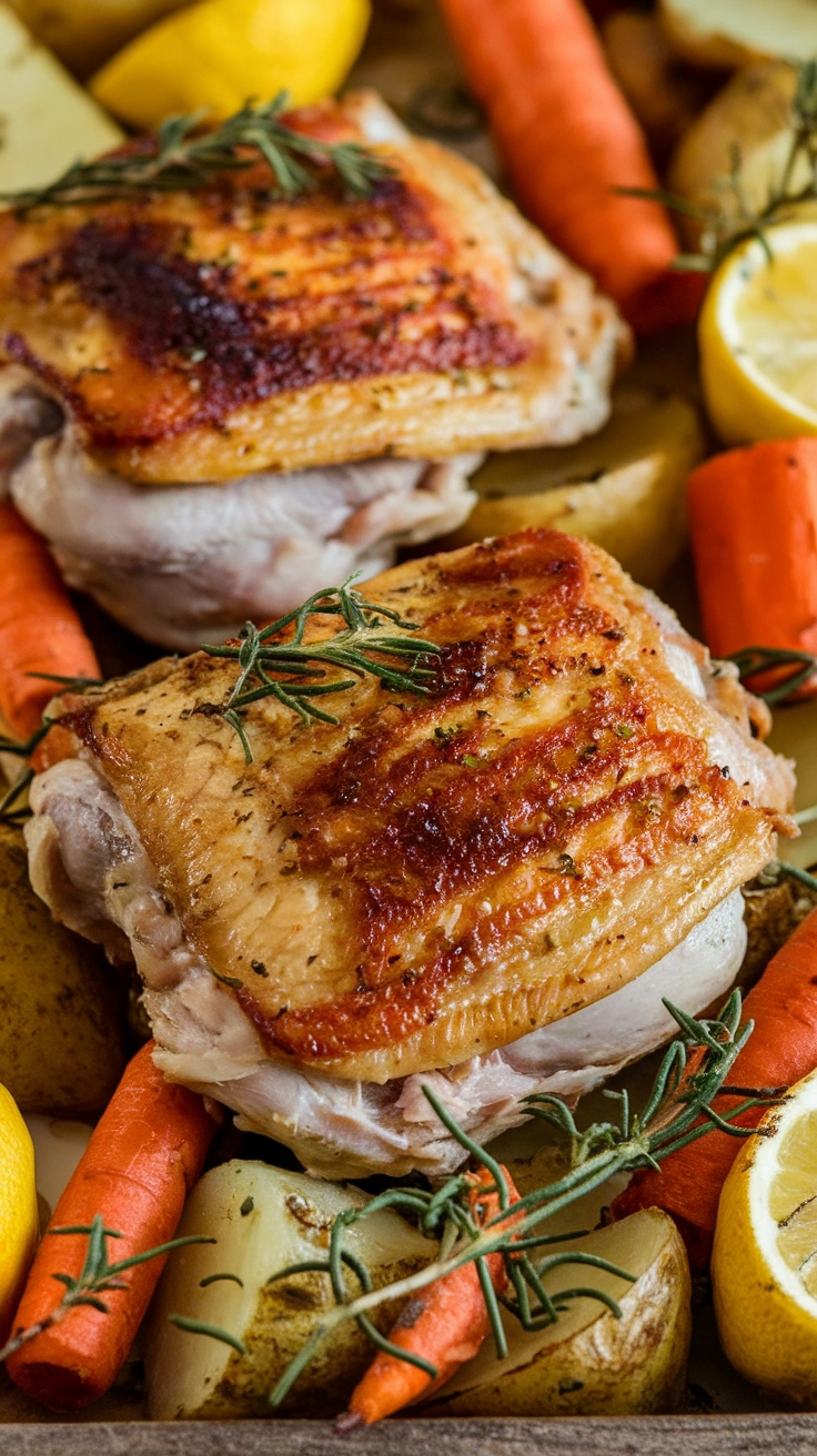Lemon Herb Roasted Chicken Thighs with Root Vegetables