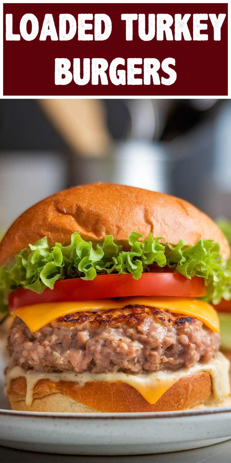 Pinterest Pin for Loaded Turkey Burgers