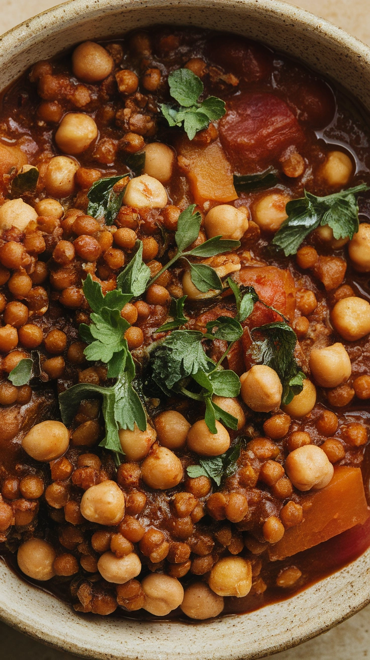 Moroccan Spiced Lentil and Chickpea Stew