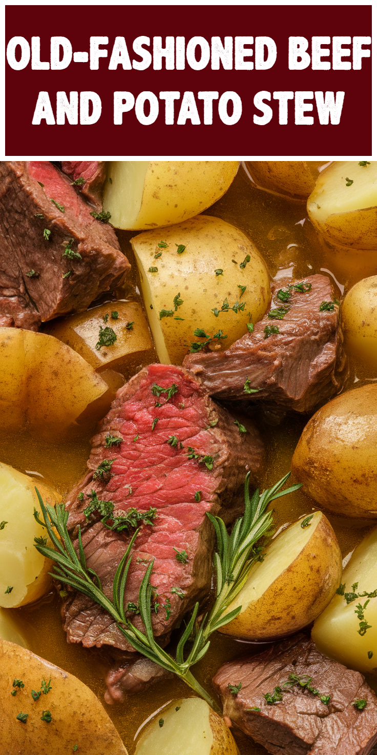 Pinterest Pin for Old-Fashioned Beef and Potato Stew