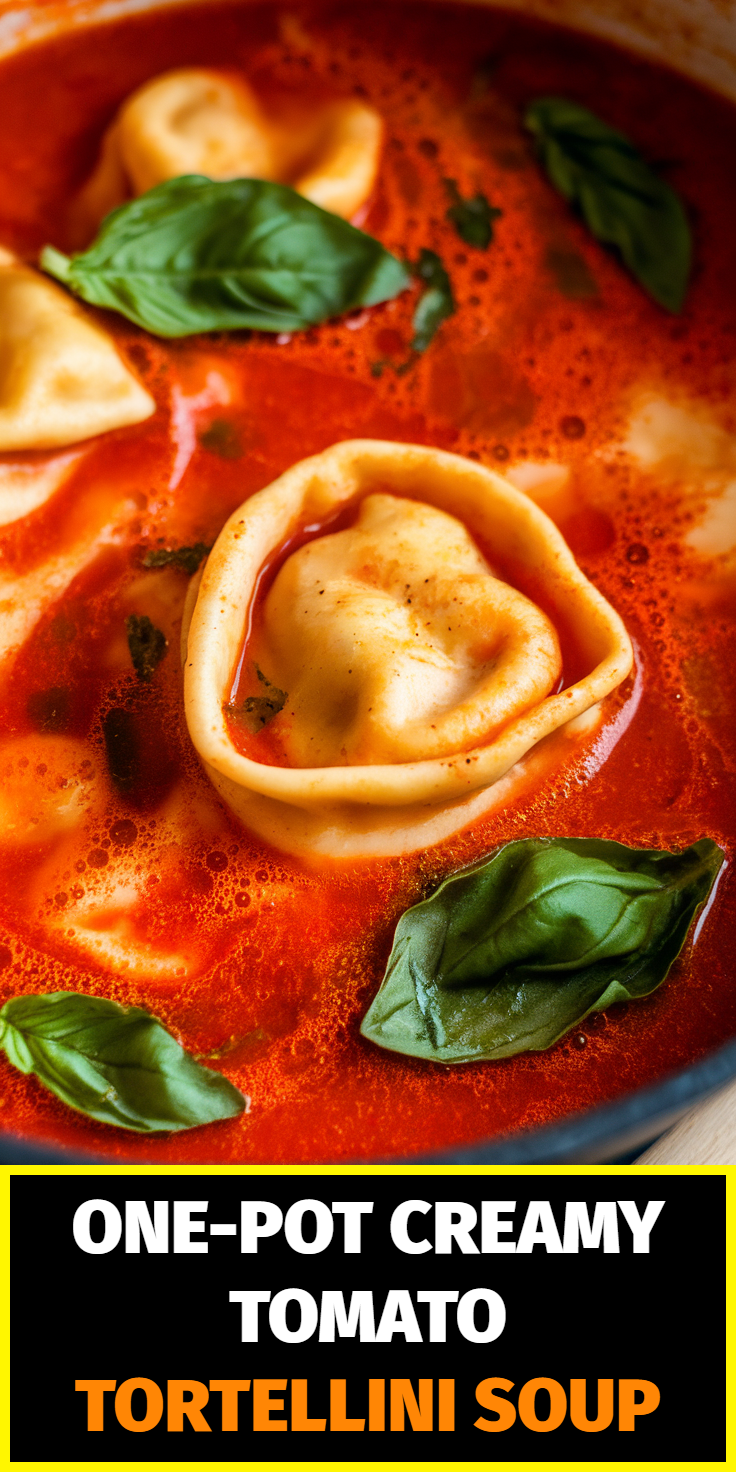 Pinterest Pin for One-Pot Creamy Tomato Tortellini Soup