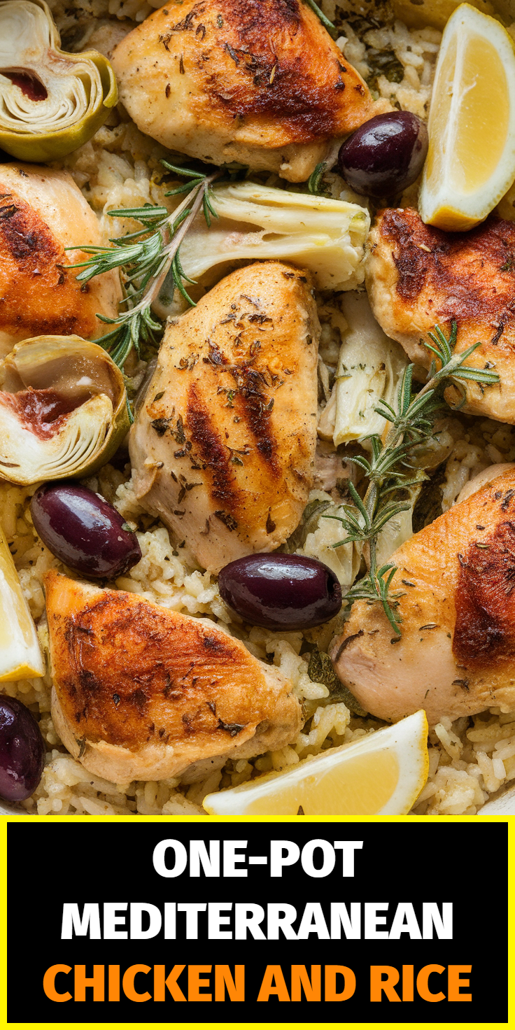 Pinterest Pin for One-Pot Mediterranean Chicken and Rice