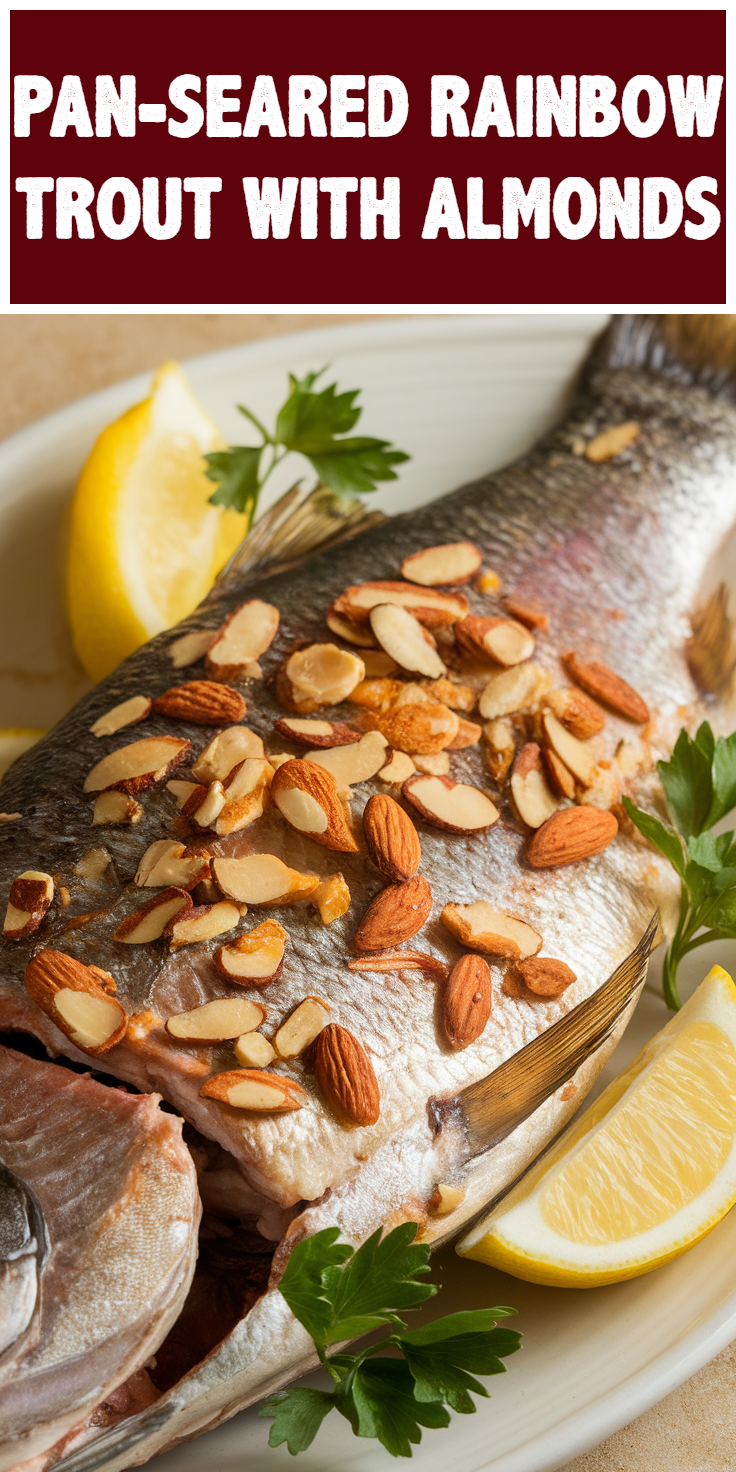 Pinterest Pin for Pan-Seared Rainbow Trout with Almonds