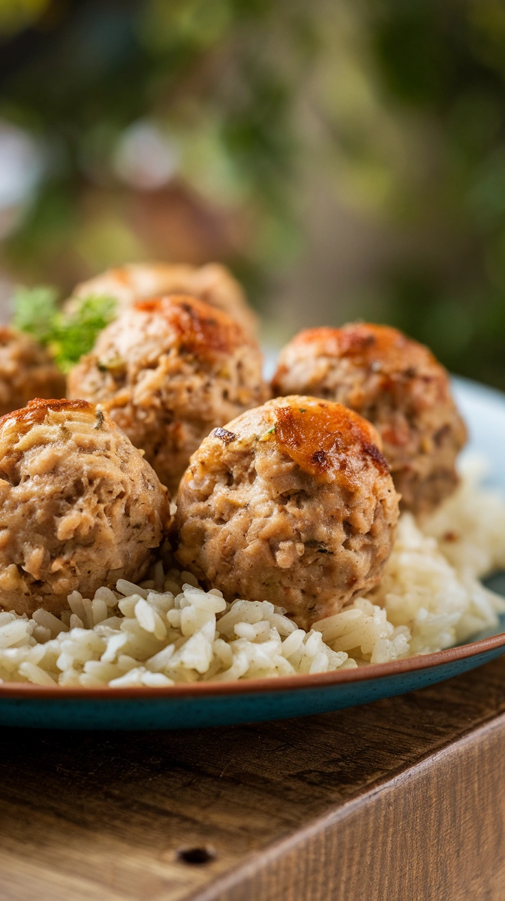 Savory Turkey Meatballs with Rice