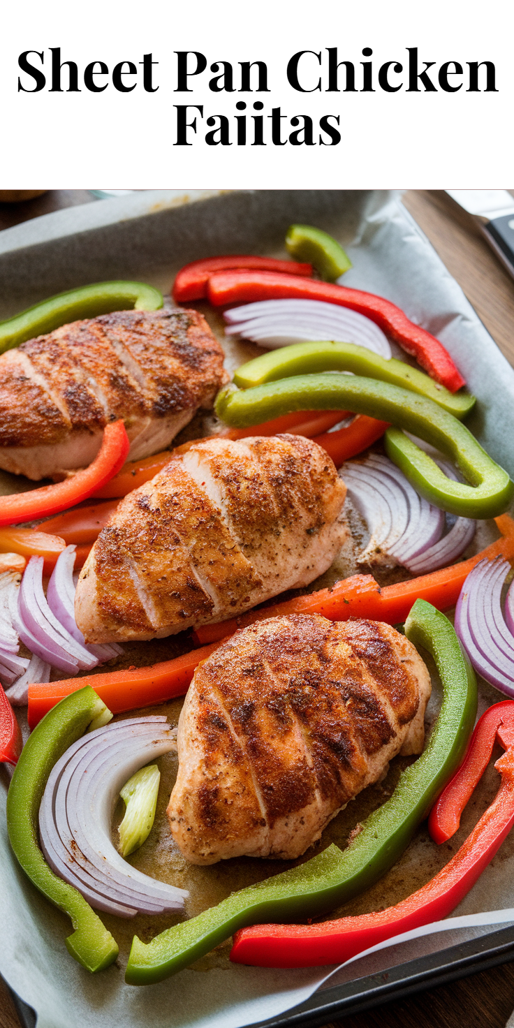 Pinterest Pin for Sheet Pan Chicken Fajitas