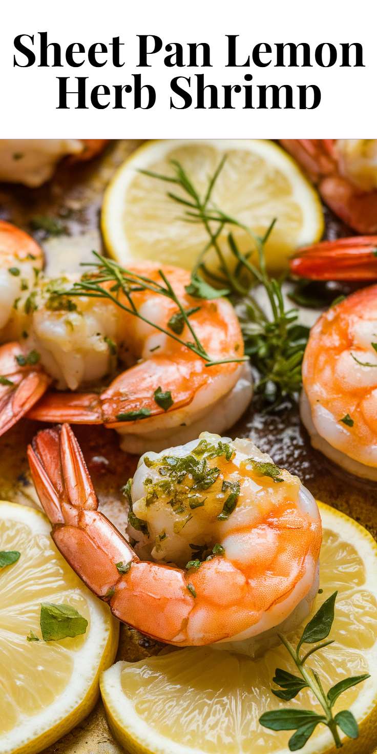 Pinterest Pin for Sheet Pan Lemon Herb Shrimp