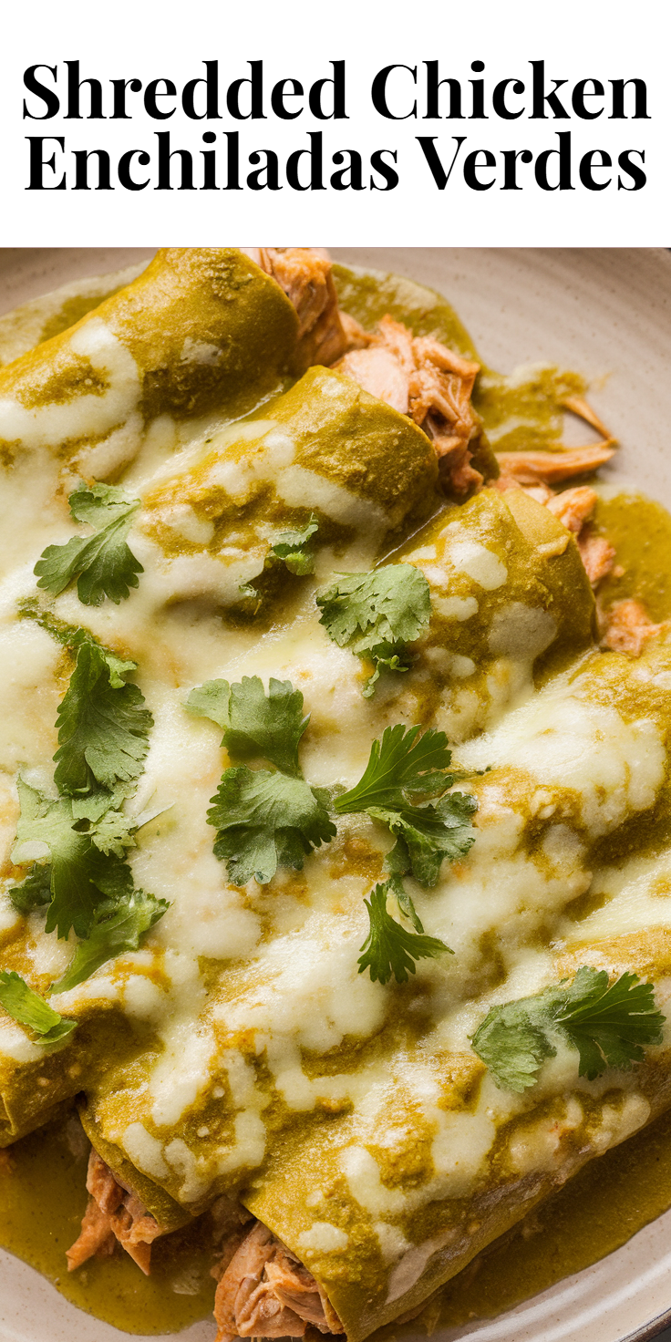 Pinterest Pin for Shredded Chicken Enchiladas Verdes