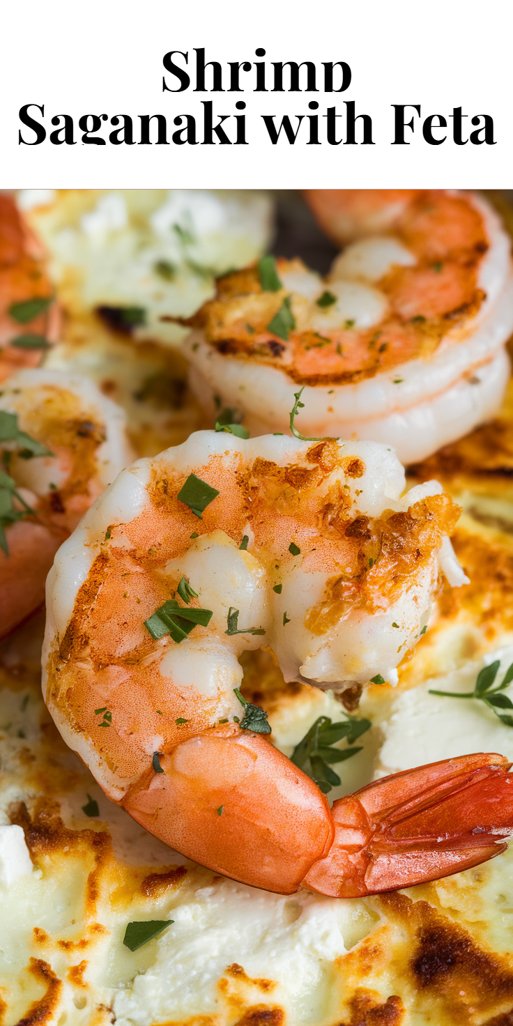 Pinterest Pin for Shrimp Saganaki with Feta