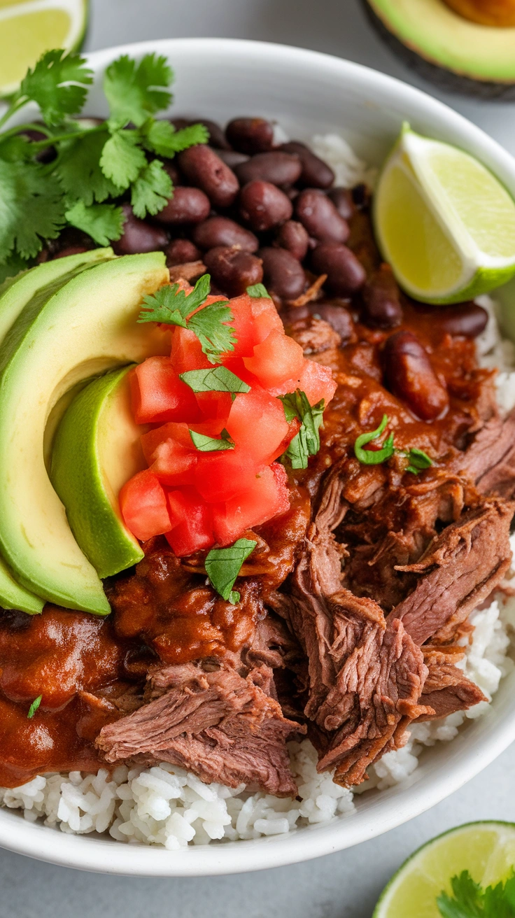 Slow Cooker Shredded Beef Burrito Bowls