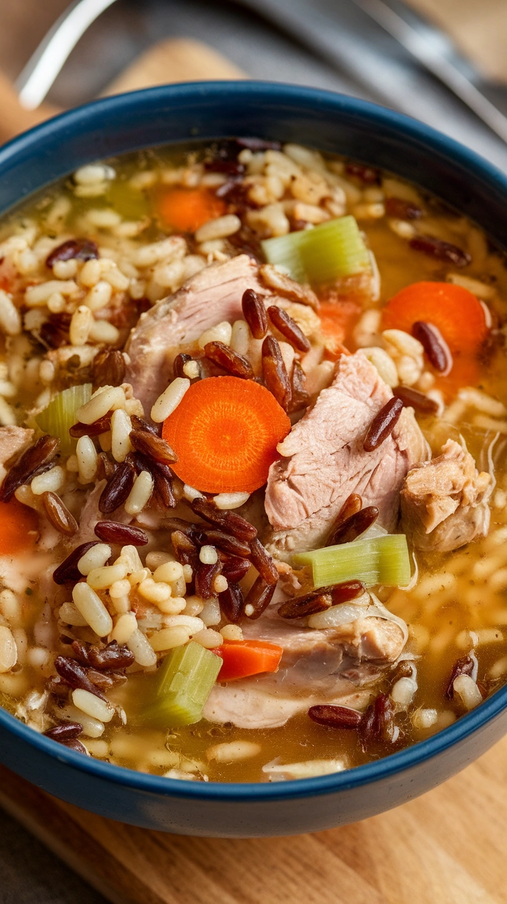 Slow Cooker Wild Rice and Turkey Soup