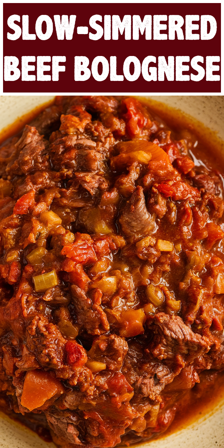 Pinterest Pin for Slow-Simmered Beef Bolognese