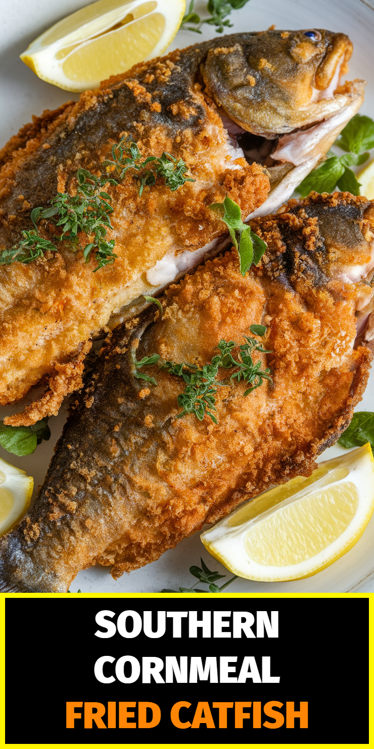 Pinterest Pin for Southern Cornmeal Fried Catfish