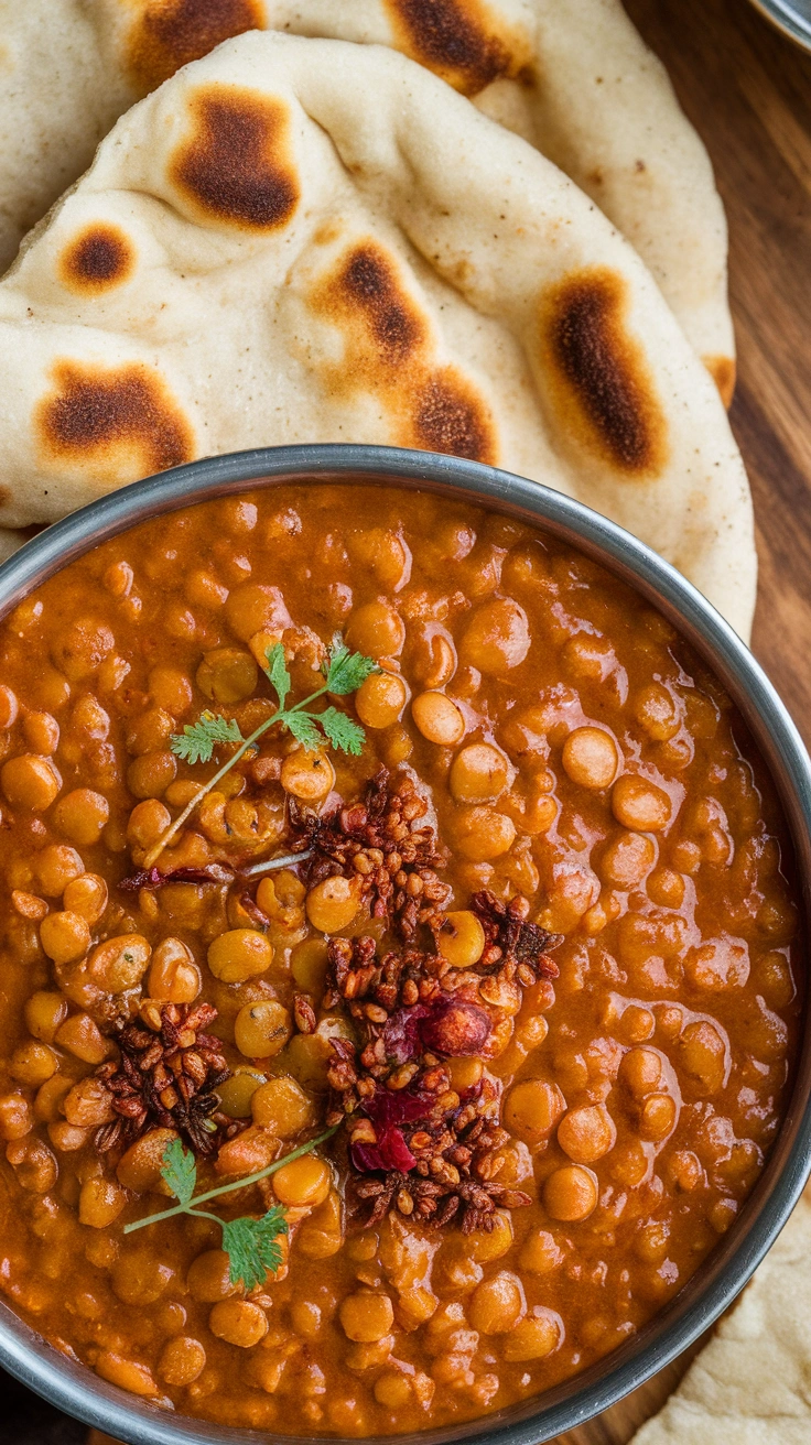 Spiced Red Lentil Dal with Naan
