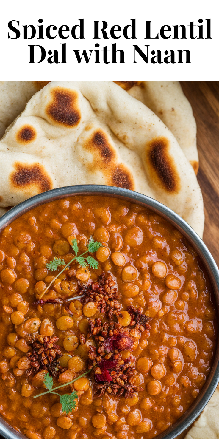 Pinterest Pin for Spiced Red Lentil Dal with Naan
