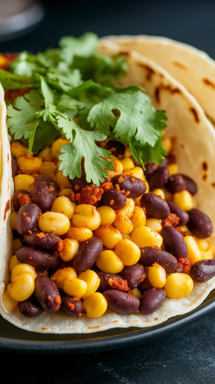 Spicy Black Bean and Corn Tacos
