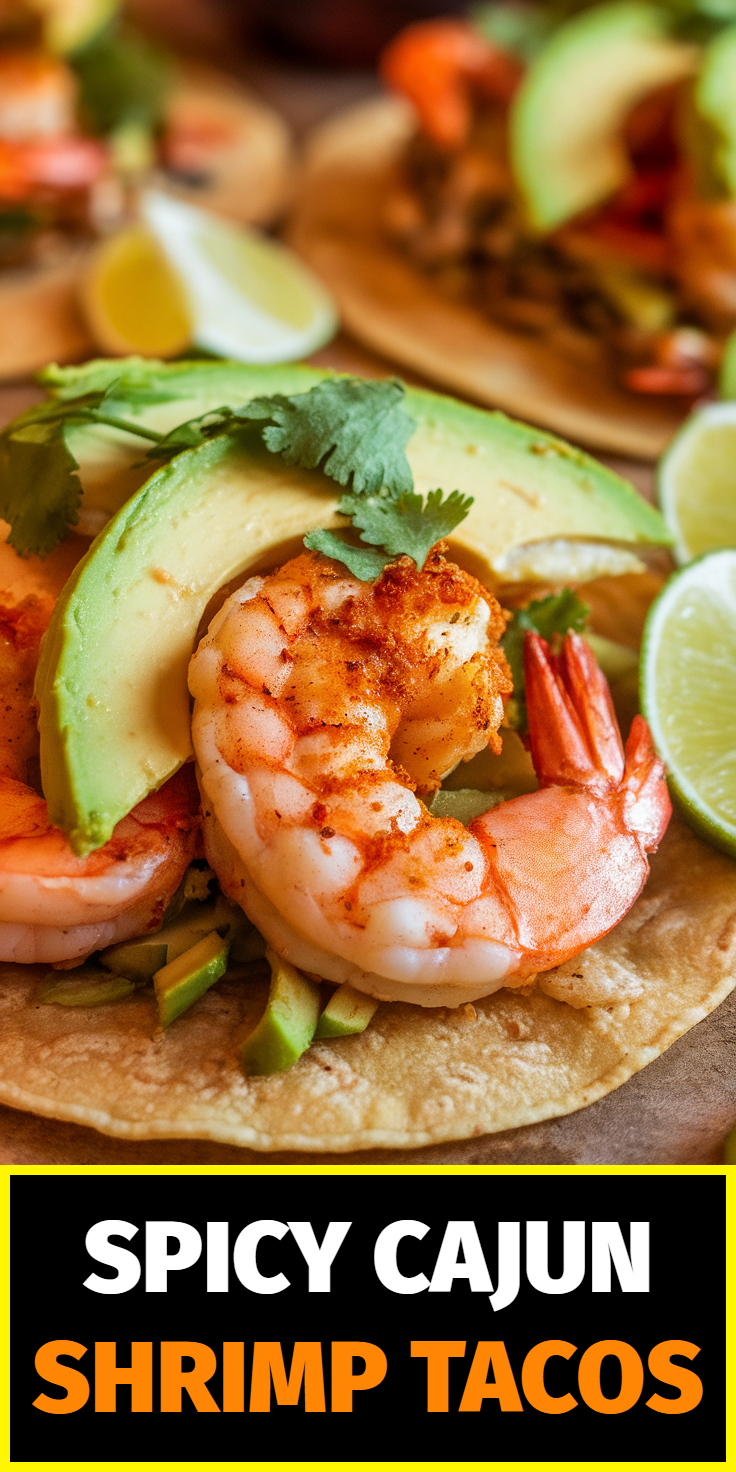 Pinterest Pin for Spicy Cajun Shrimp Tacos