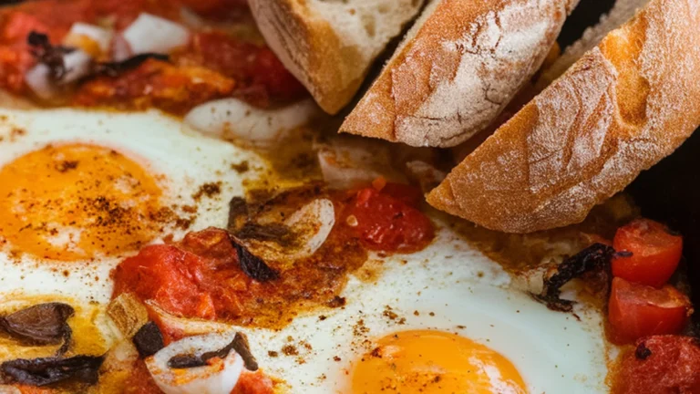 Spicy Shakshuka with Crusty Bread - Featured