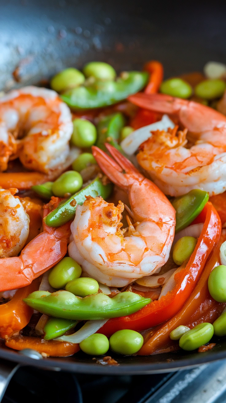 Spicy Shrimp and Edamame Stir-Fry
