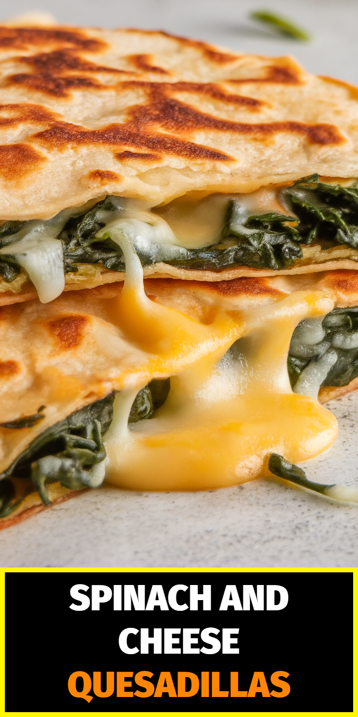 Pinterest Pin for Spinach and Cheese Quesadillas