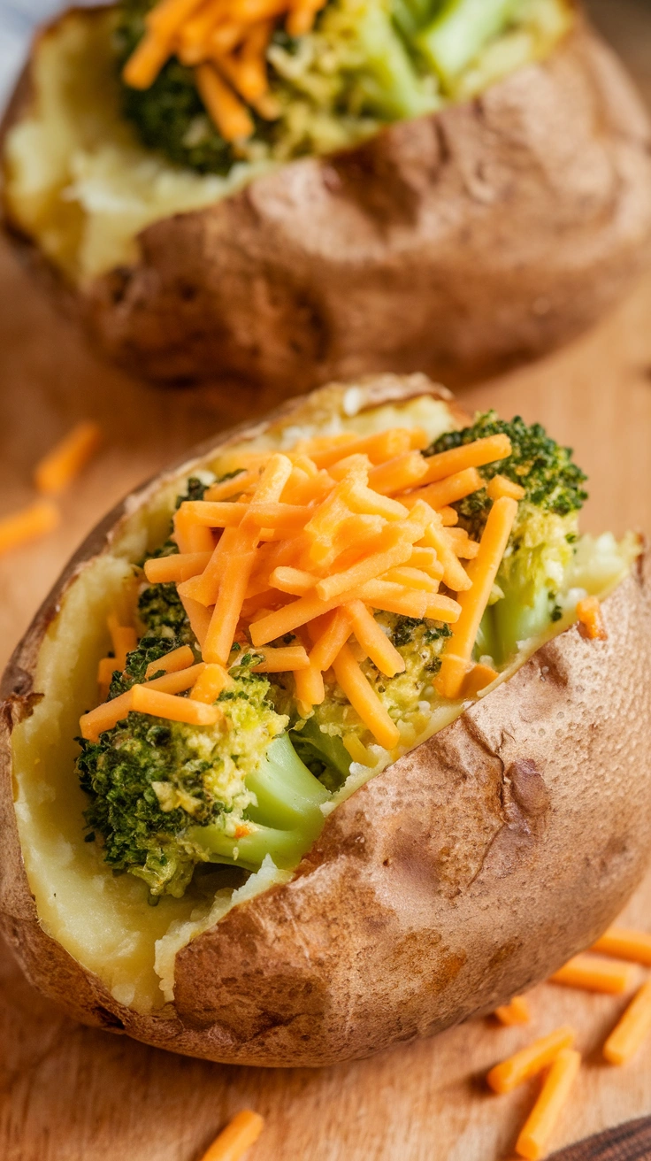 Stuffed Baked Potatoes with Broccoli and Cheddar