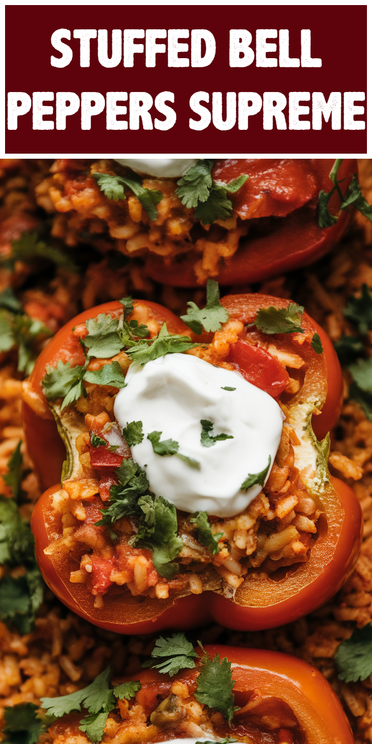Pinterest Pin for Stuffed Bell Peppers Supreme
