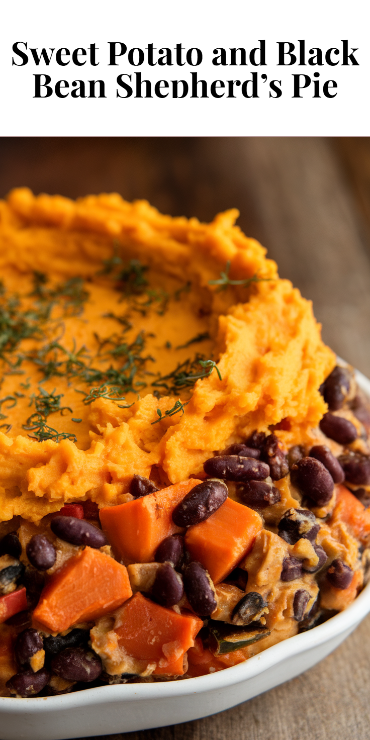 Pinterest Pin for Sweet Potato and Black Bean Shepherd’s Pie