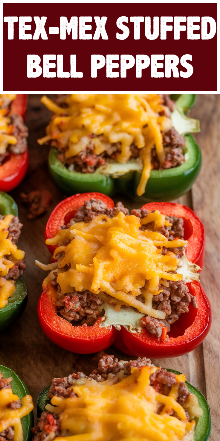 Pinterest Pin for Tex-Mex Stuffed Bell Peppers