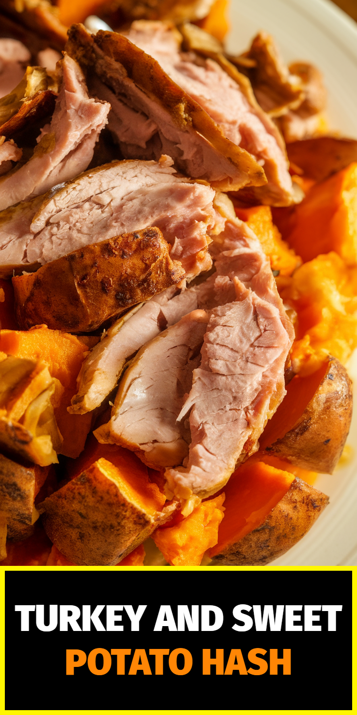 Pinterest Pin for Turkey and Sweet Potato Hash