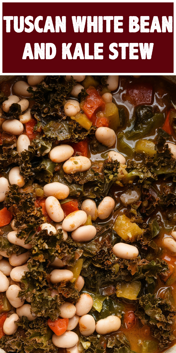 Pinterest Pin for Tuscan White Bean and Kale Stew
