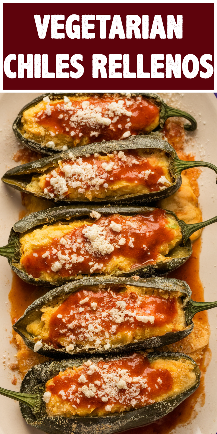 Pinterest Pin for Vegetarian Chiles Rellenos
