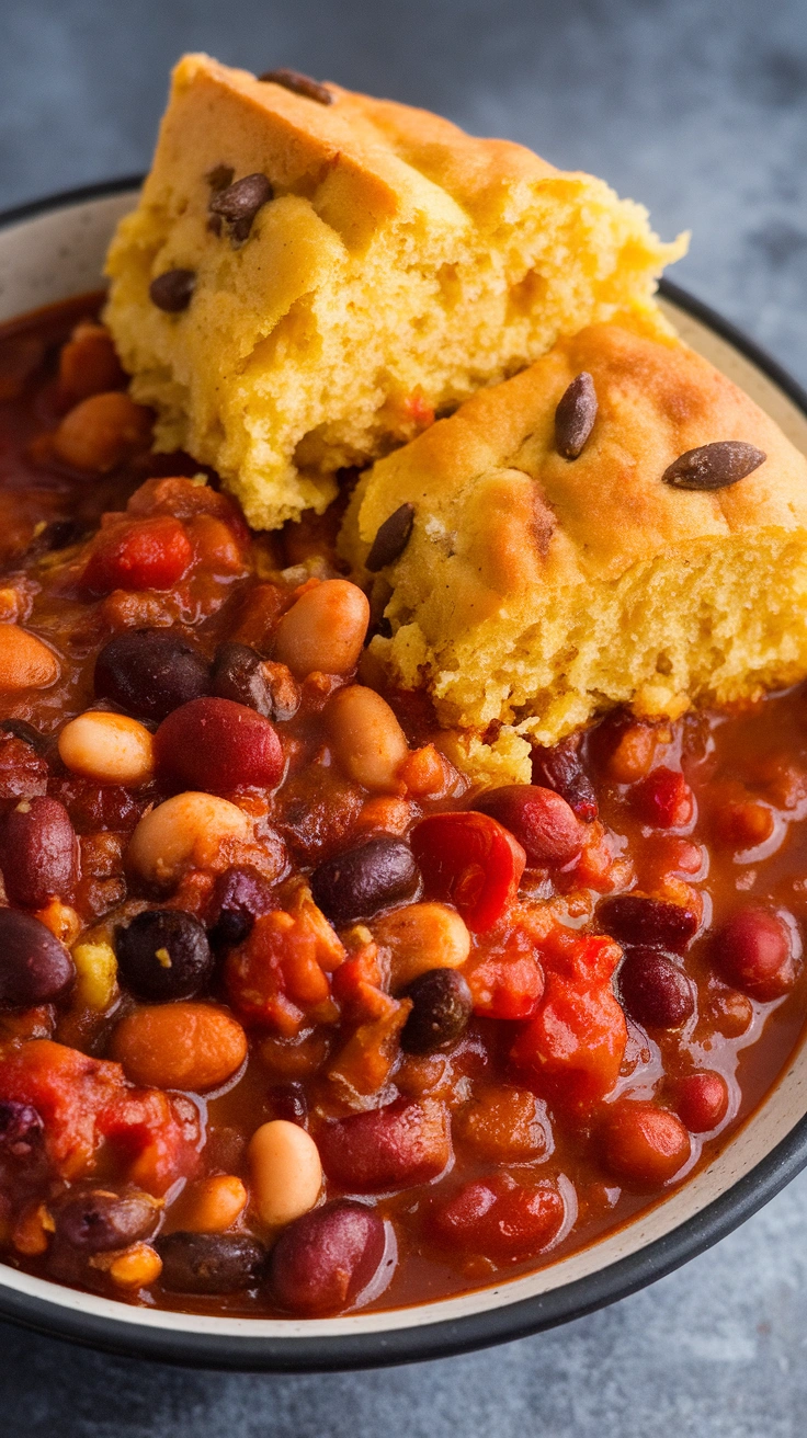 Vegetarian Chili with Cornbread