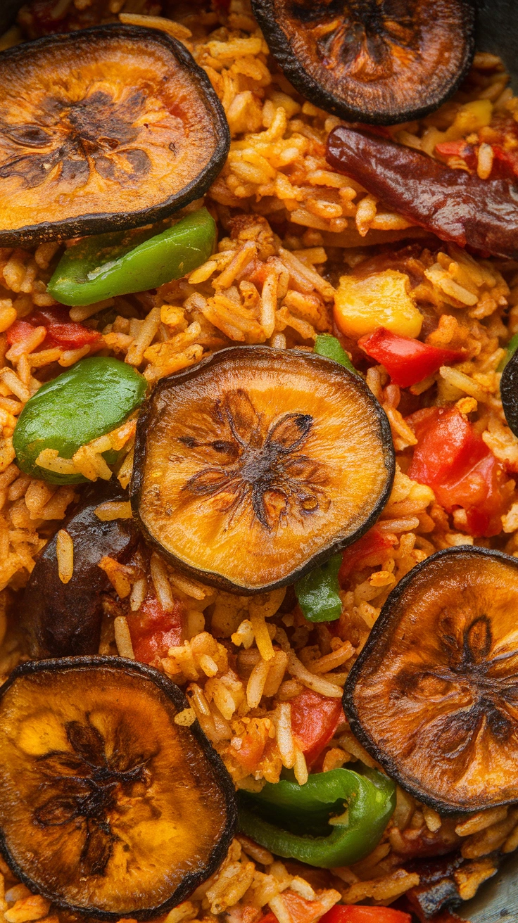 West African Jollof Rice with Fried Plantains