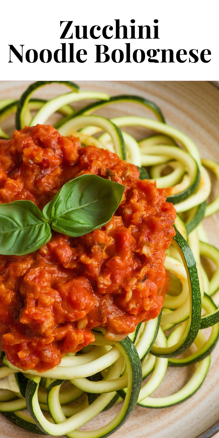 Pinterest Pin for Zucchini Noodle Bolognese