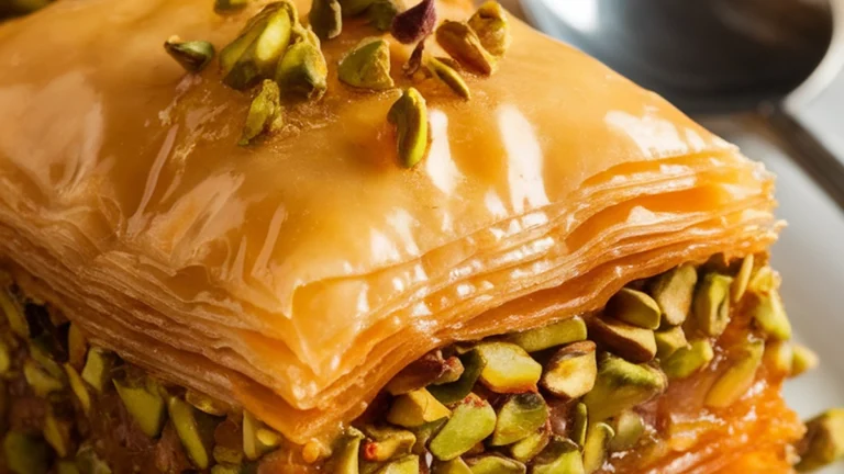 Baklava with Pistachio Nuts - Featured