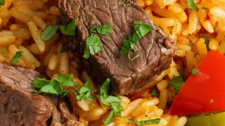 Benechin Kunkujang (Gambian Seasoned Rice and Lamb) - Featured